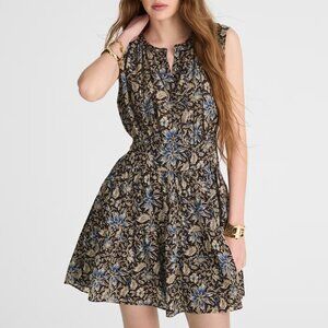 Madewell Gathered Button-Front Mini Dress in Floral